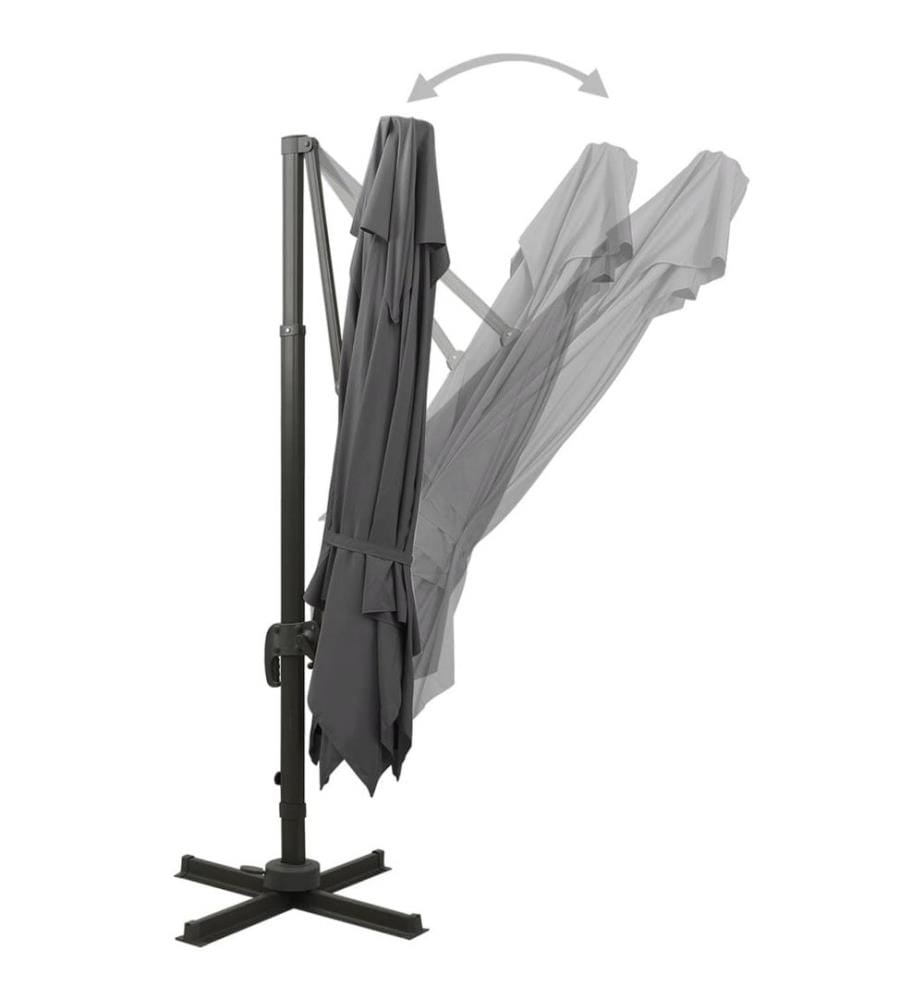 Parasol déporté avec double toit 300x300 cm anthracite
