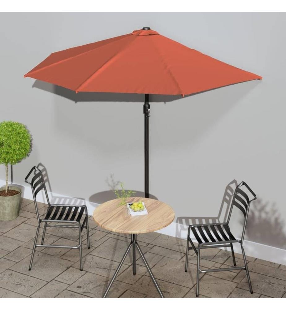 Balkon-Sonnenschirm Alu-Mast Terrakotta 270x144x222cm Halbrund