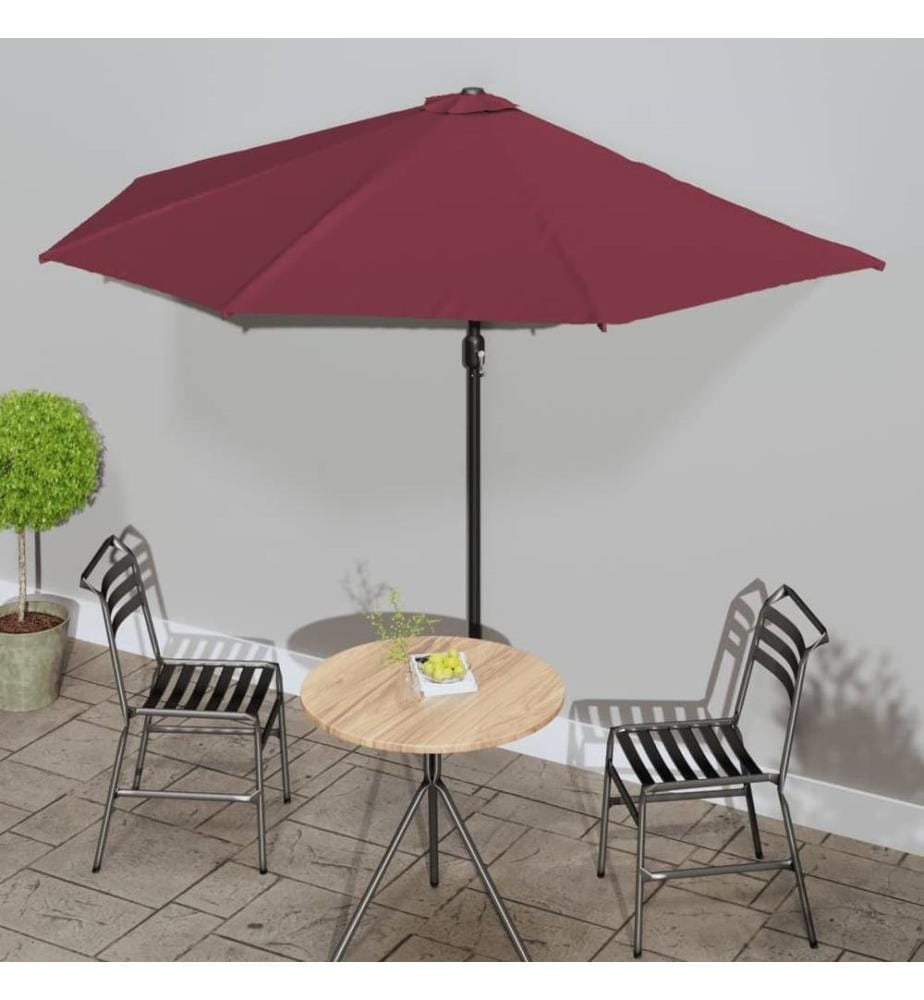 Balkon-Sonnenschirm Alu-Mast Bordeauxrot 300x155x223cm Halbrund