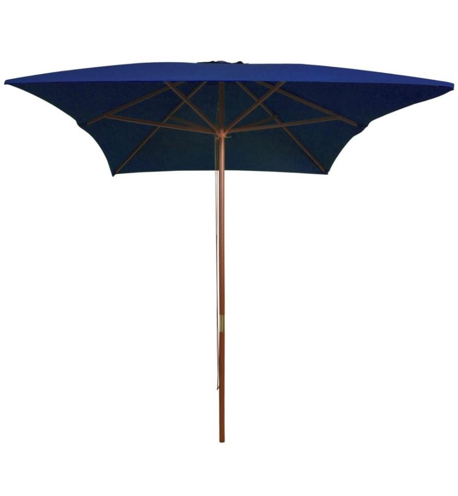 Parasol d'extérieur avec mât en bois Bleu 200x300 cm