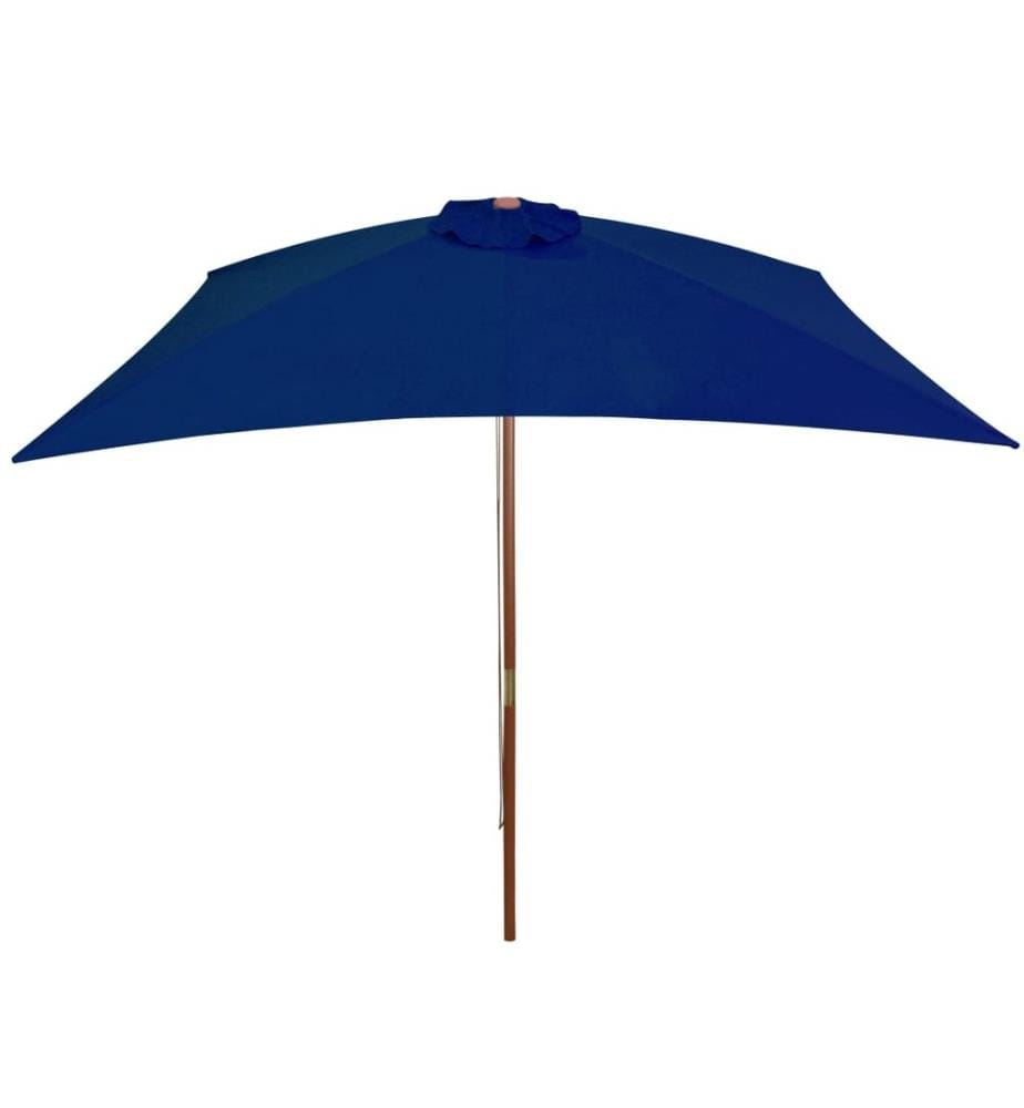 Parasol d'extérieur avec mât en bois Bleu 200x300 cm
