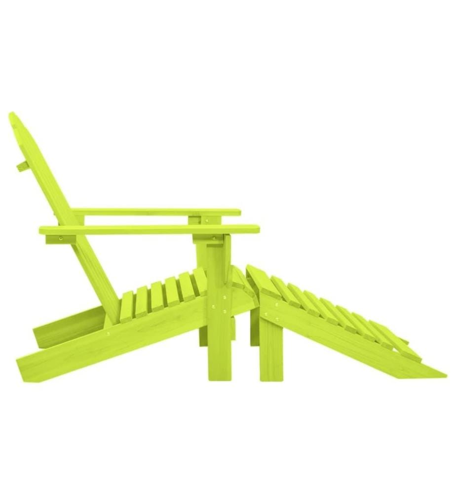 Chaise de jardin Adirondack avec pouf Bois de sapin solide Vert