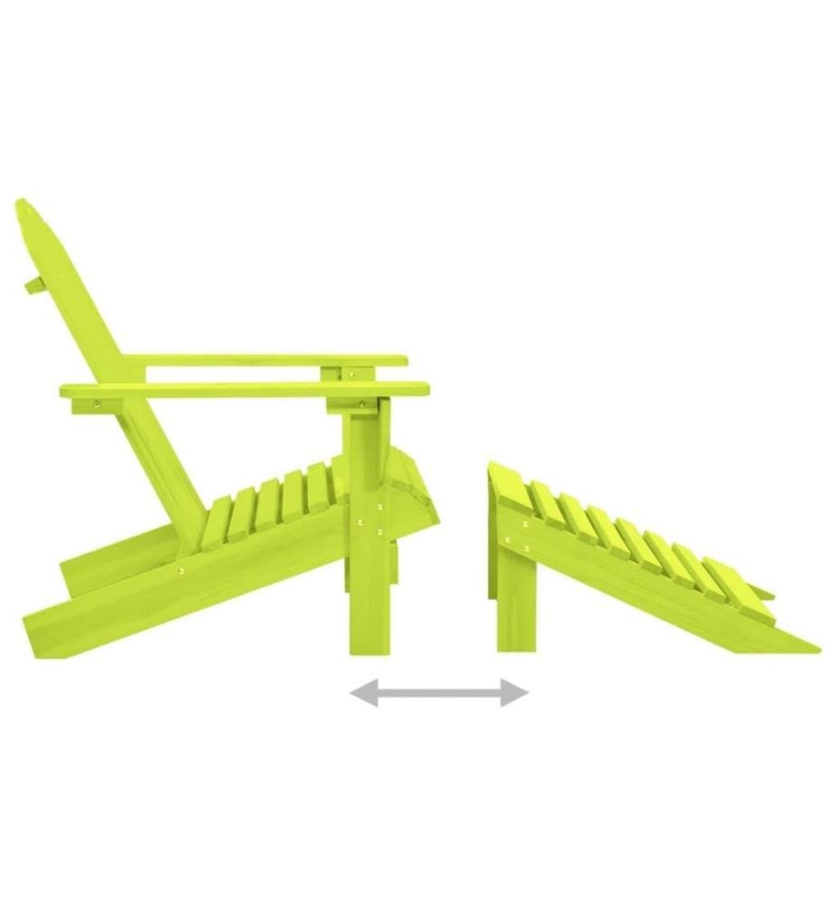 Chaise de jardin Adirondack avec pouf Bois de sapin solide Vert