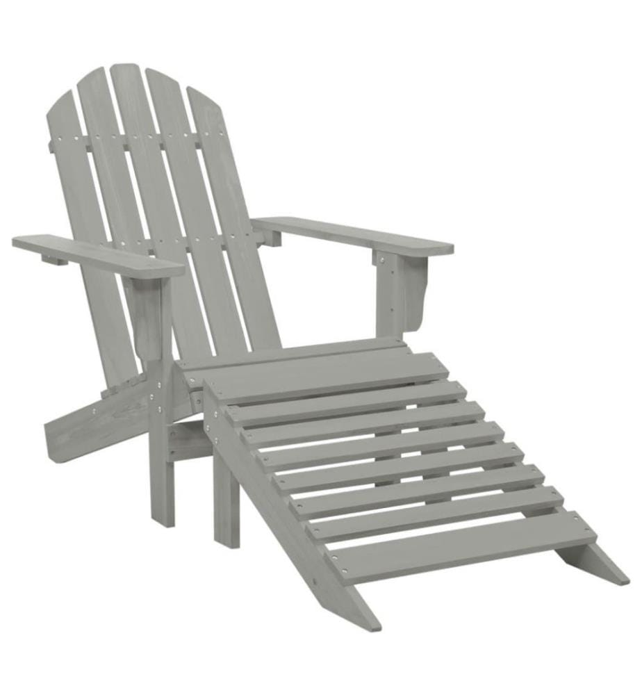 Chaise de jardin Adirondack avec pouf et table Sapin Gris