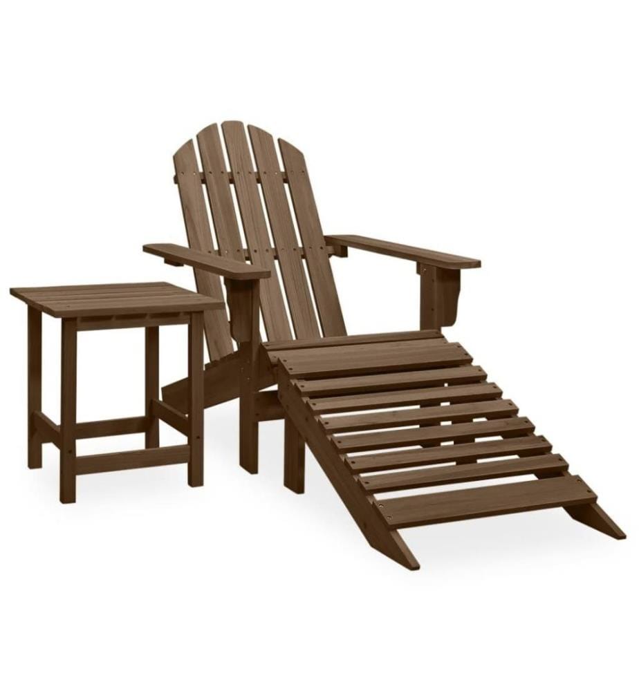 Adirondack-Gartenstuhl mit Fussstütze & Tisch Tannenholz Braun
