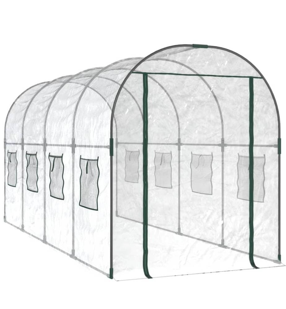 Gewächshaus Transparent 160x400x190 cm PVC & Stahl