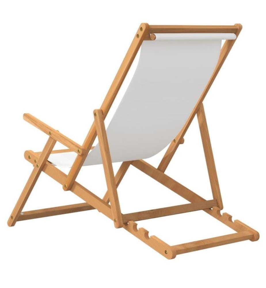 Strandstuhl Klappbar Massivholz Teak Creme