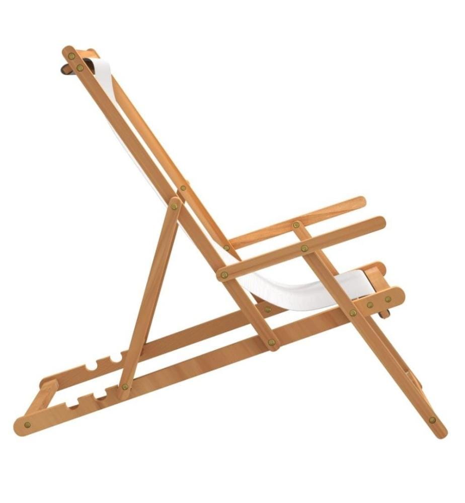 Strandstuhl Klappbar Massivholz Teak Creme