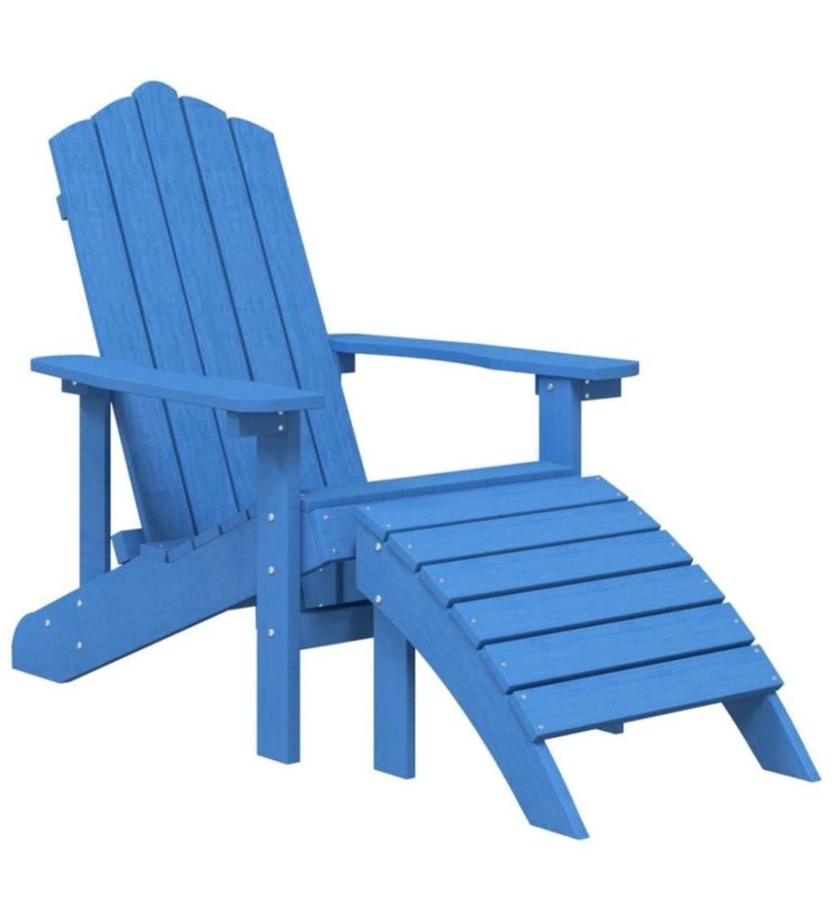 Chaise de jardin Adirondack avec repose-pied PEHD Bleu marine