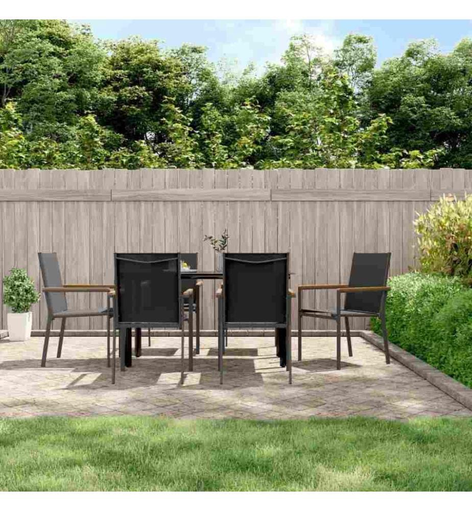 Gartenstühle 6 Stk. Schwarz 55x61,5x90 cm Textilene und Stahl