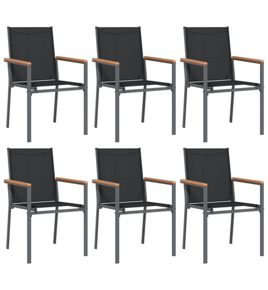 Gartenstühle 6 Stk. Schwarz 55x61,5x90 cm Textilene und Stahl