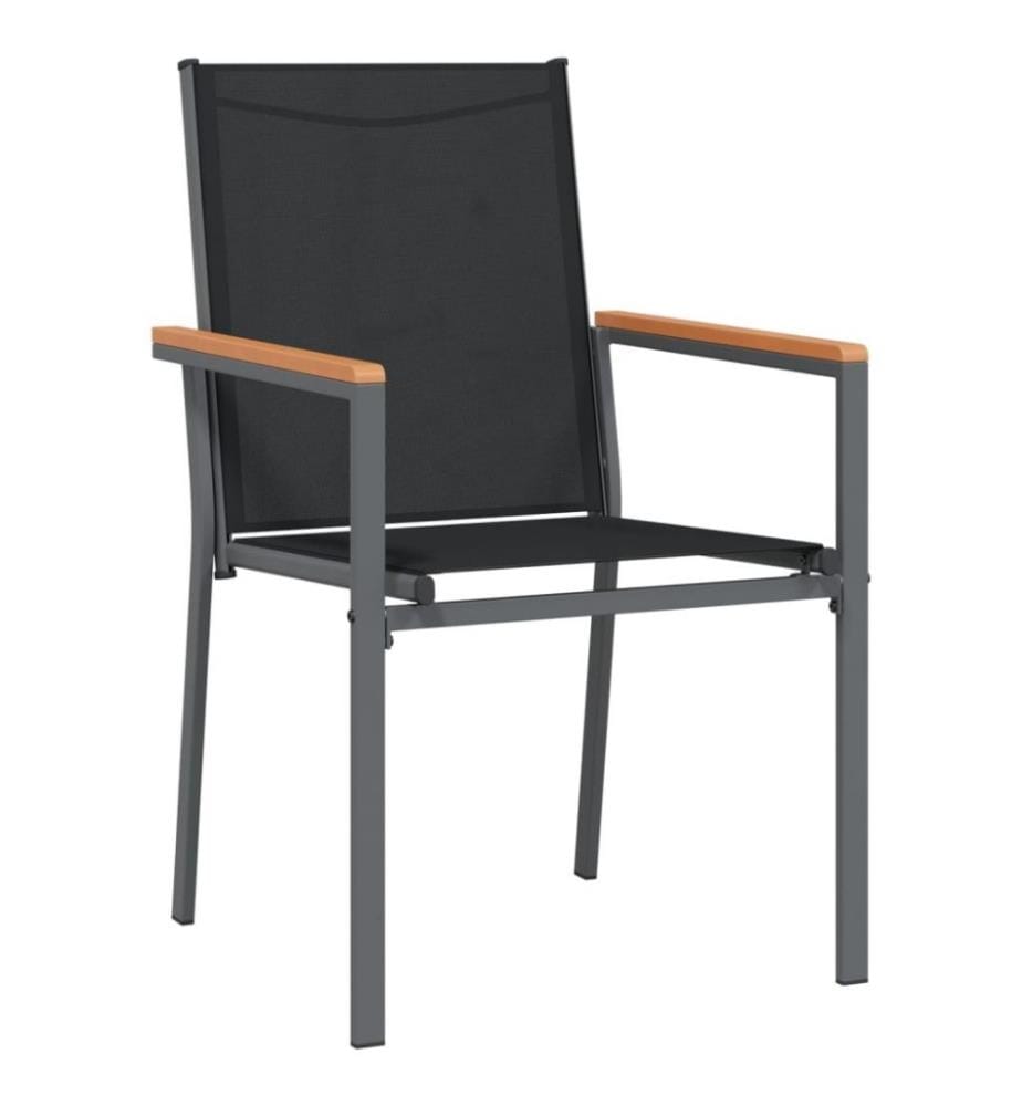 Gartenstühle 6 Stk. Schwarz 55x61,5x90 cm Textilene und Stahl