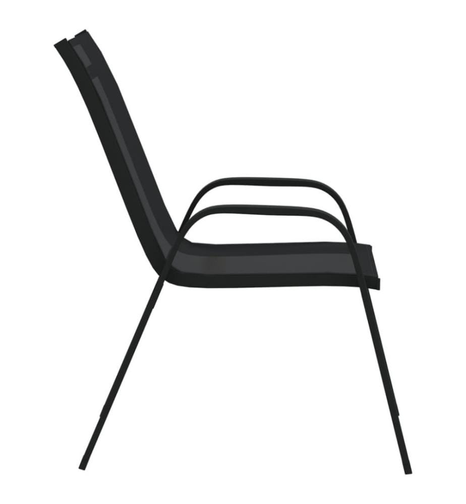 Chaises empilables de jardin 4 pcs Noir Tissu textilène