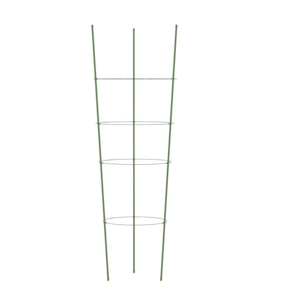 Pflanzenstützen mit 4 Ringen 5 Stk. Grün 90 cm Stahl