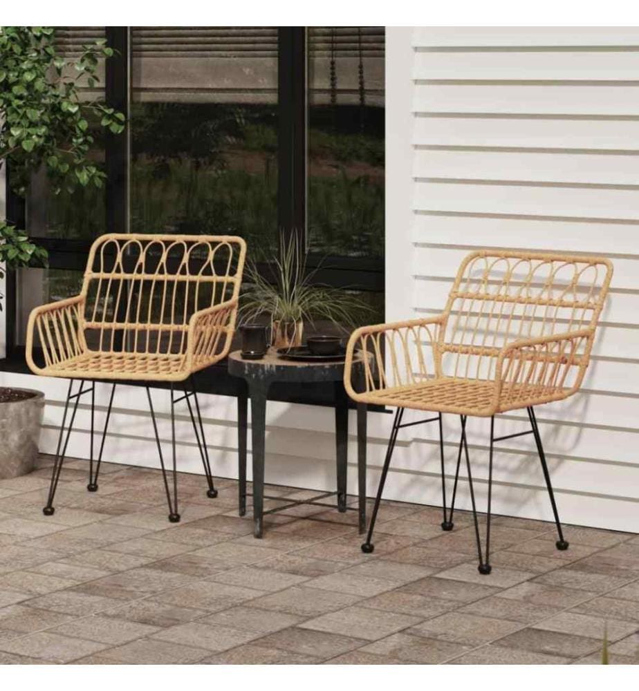 Gartenstühle 2 Stk. mit Armlehnen 56x64x80 cm PE-Rattan
