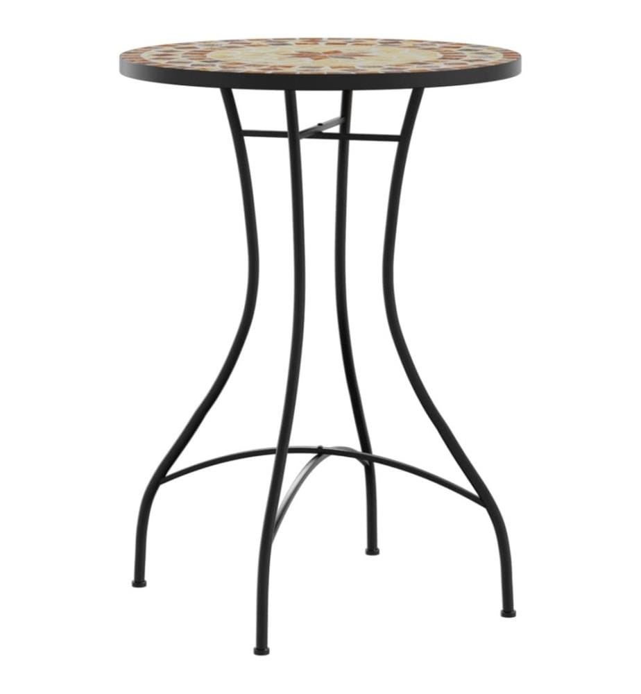 Mosaik-Bistro-Set Terrakottarot und Weiss Eisen und Keramik