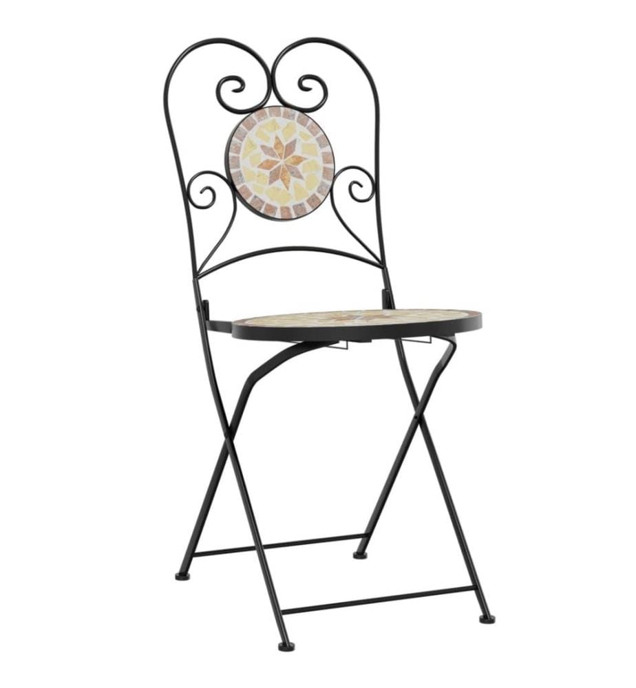 Mosaik-Bistro-Set Terrakottarot und Weiss Eisen und Keramik