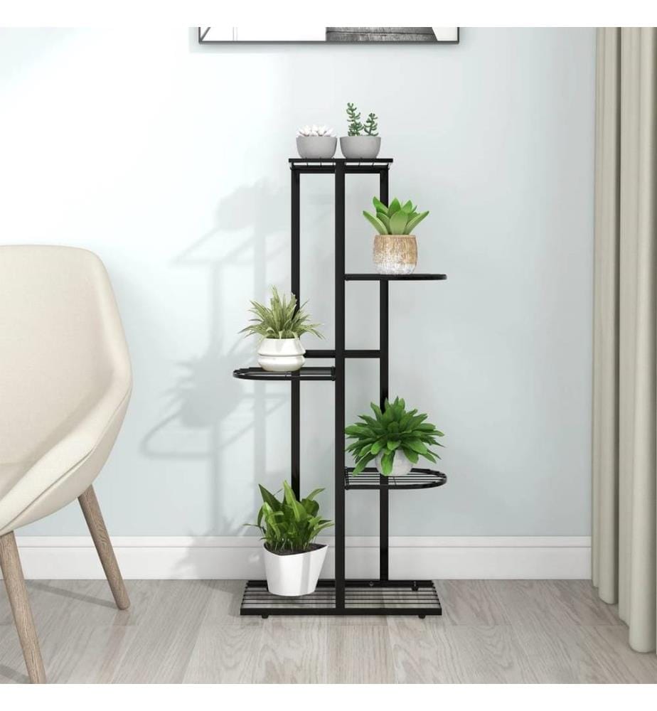 Support pour plantes 5 niveaux 43x22x98 cm Noir Métal