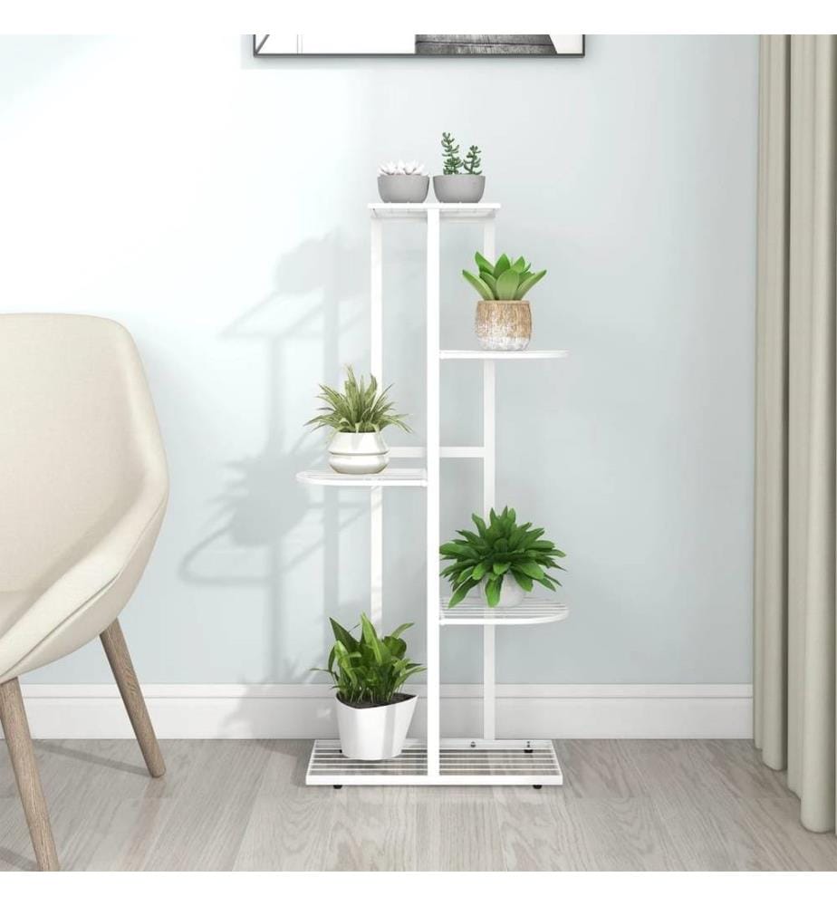 Support pour plantes 5 niveaux 43x22x98 cm Blanc Métal