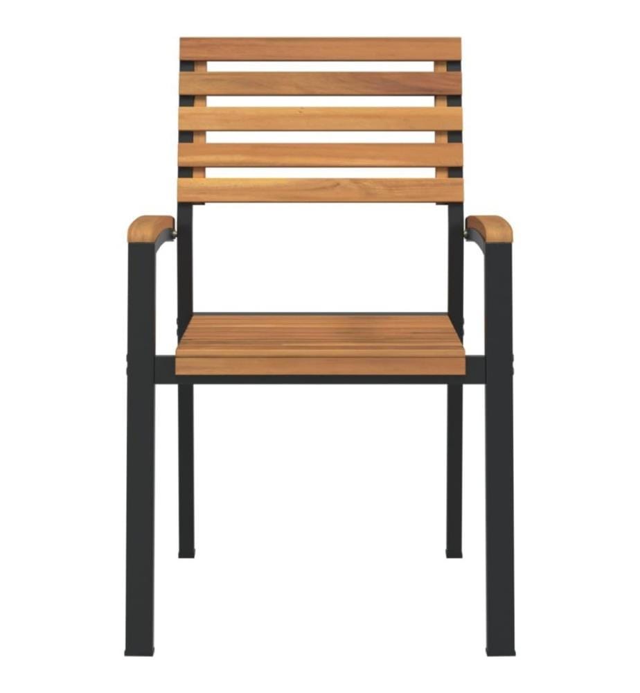 Chaises de jardin empilables 2pcs bois massif d'acacia et métal