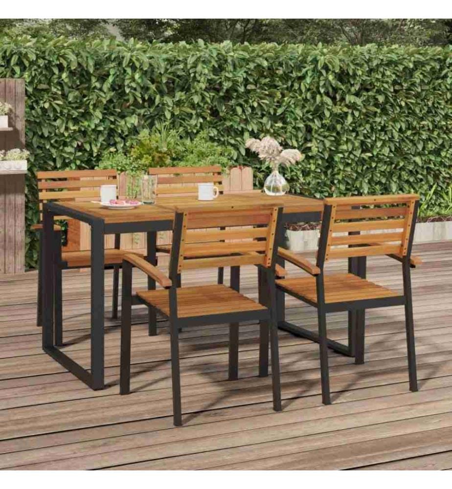 Chaises de jardin empilables 4pcs bois massif d'acacia et métal