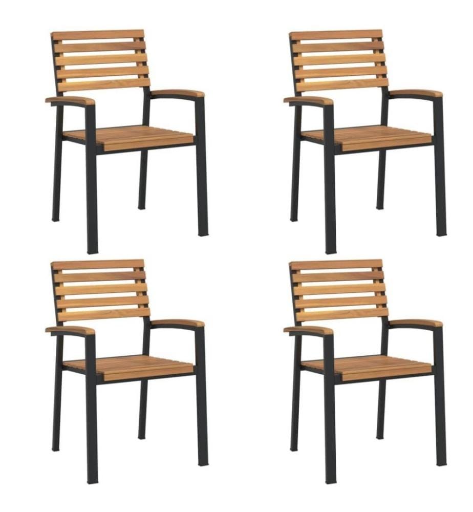 Chaises de jardin empilables 4pcs bois massif d'acacia et métal