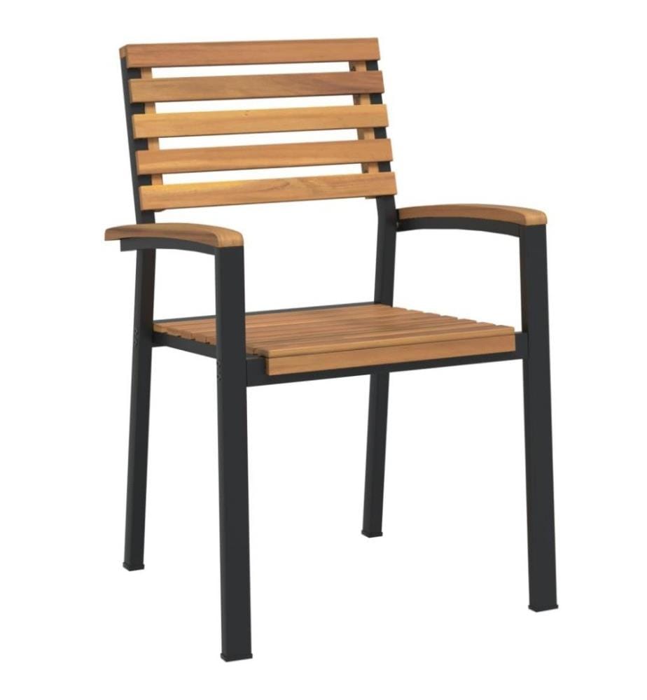 Chaises de jardin empilables 4pcs bois massif d'acacia et métal