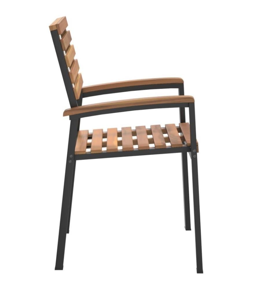 Chaises de jardin empilables 4pcs bois massif d'acacia et métal