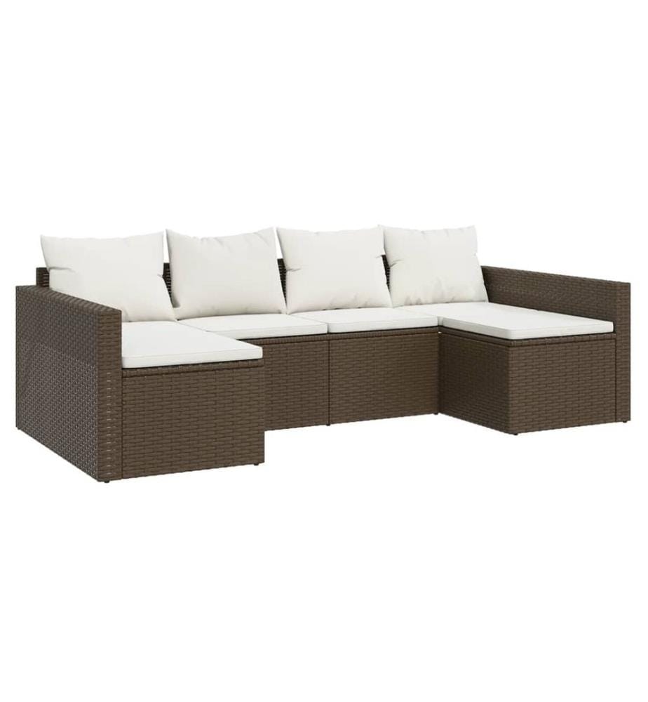 2-tlg. Garten-Lounge-Set mit Kissen Braun Poly Rattan