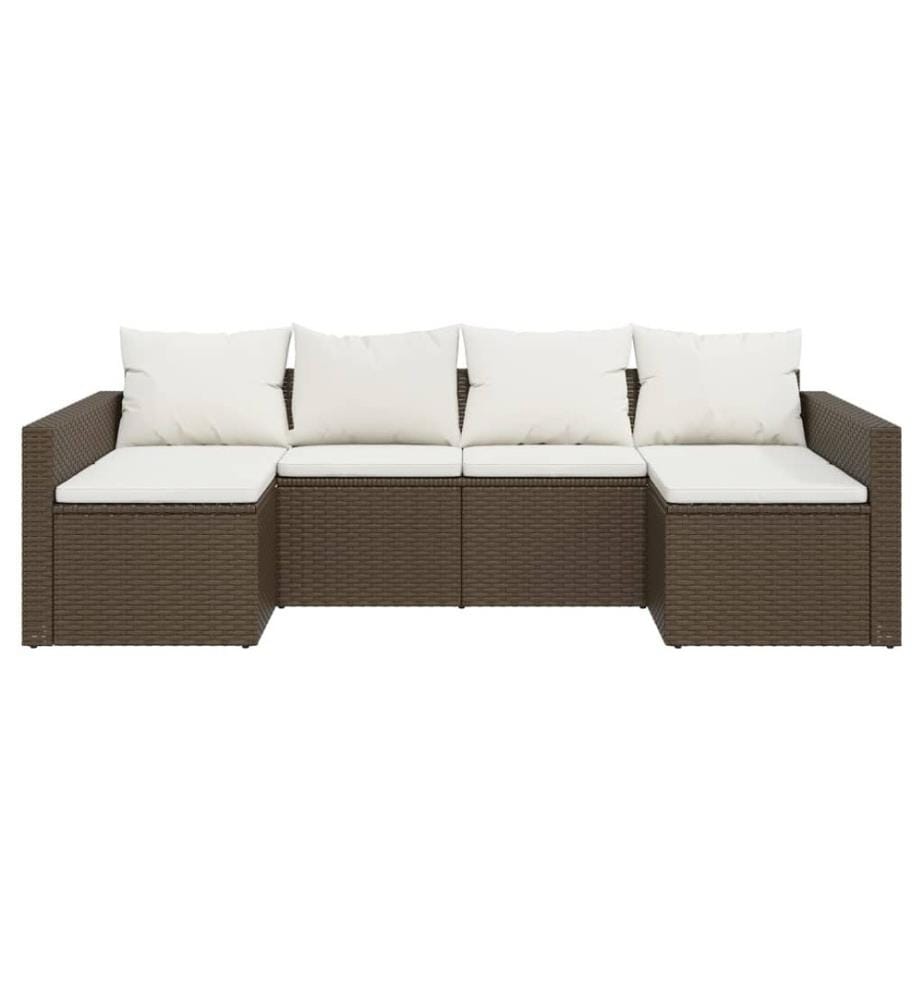 2-tlg. Garten-Lounge-Set mit Kissen Braun Poly Rattan