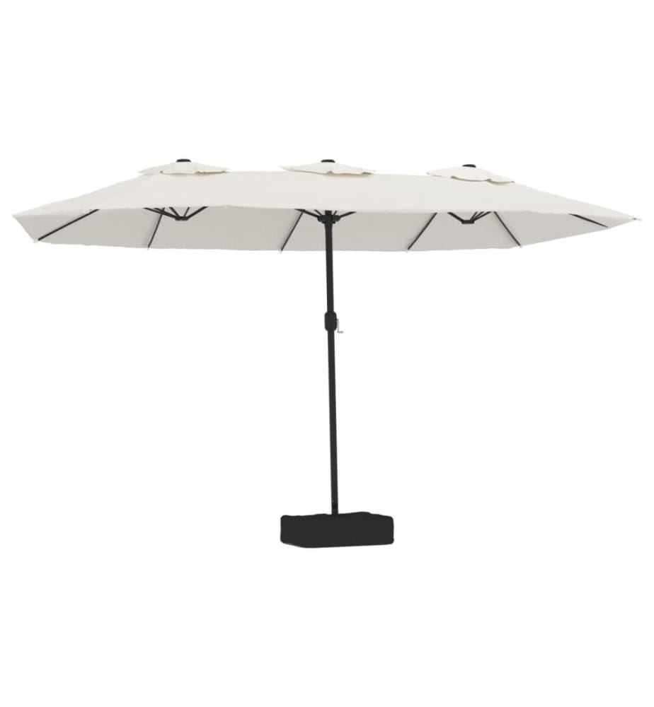 Parasol à double tête avec LED blanc sable 449x245 cm