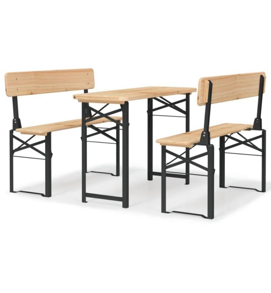 3-tlg. Biertisch-Set Klappbar Massivholz Tanne