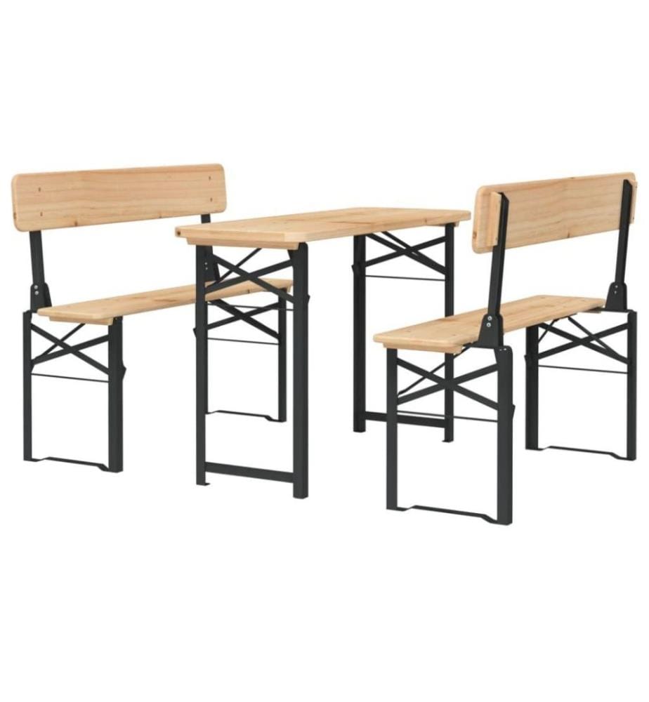 3-tlg. Biertisch-Set Klappbar Massivholz Tanne