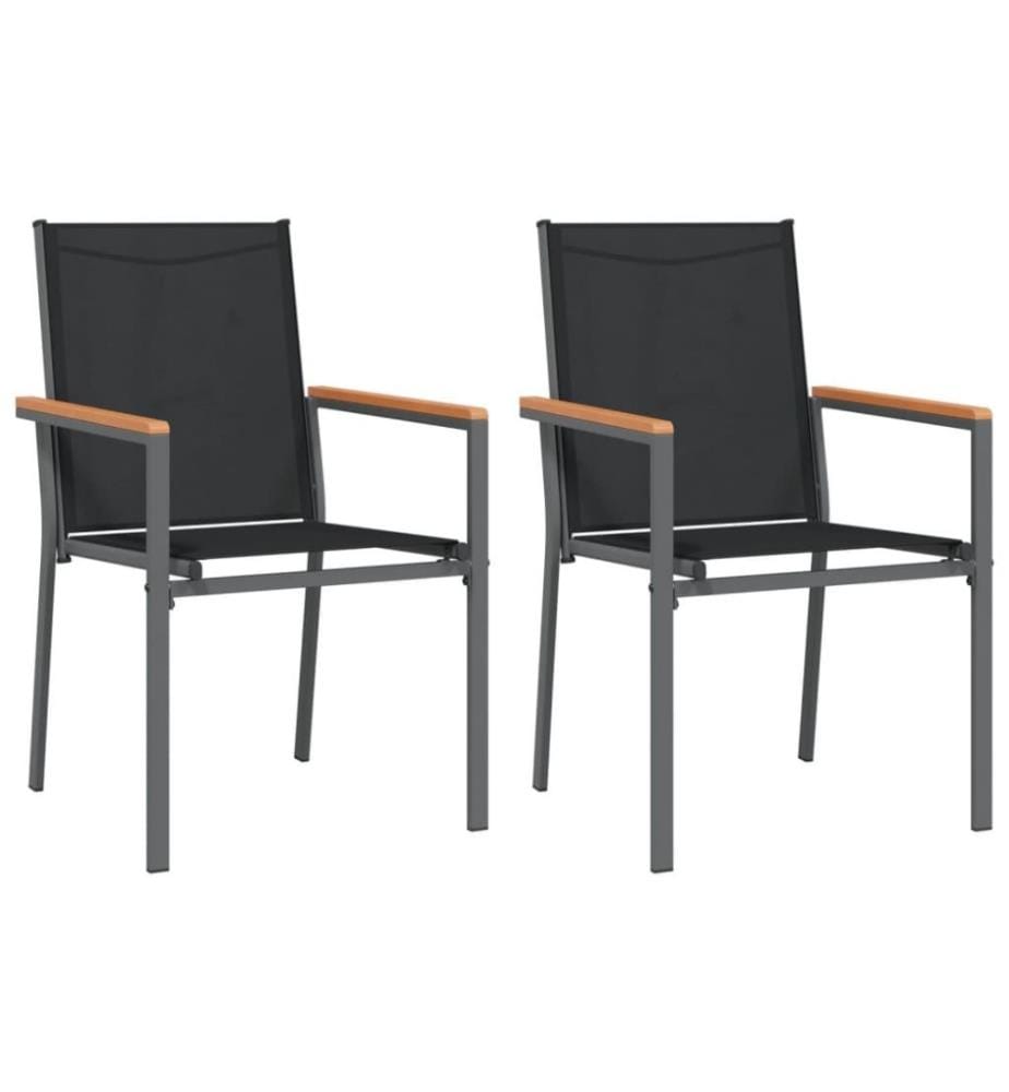 Gartenstühle 2 Stk. Schwarz 55x61,5x90 cm Textilene und Stahl