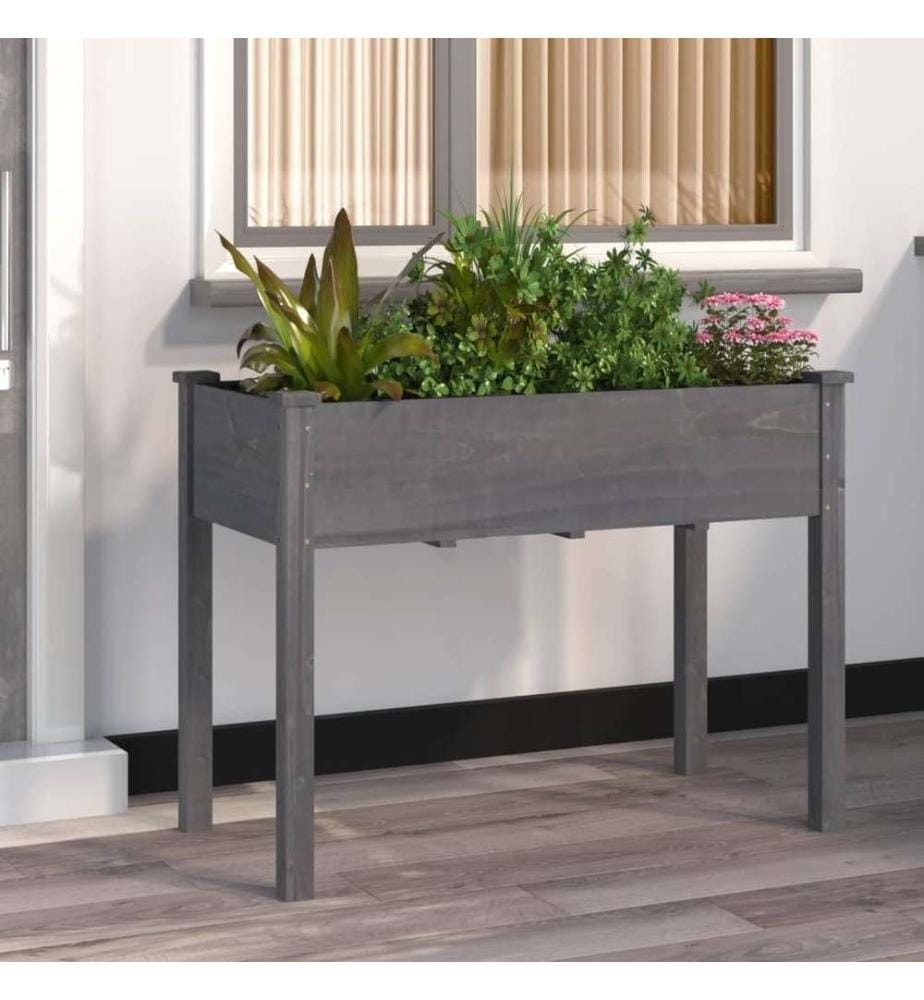 Pflanzkübel mit Einsatz Grau 118x59x76 cm Massivholz Tanne