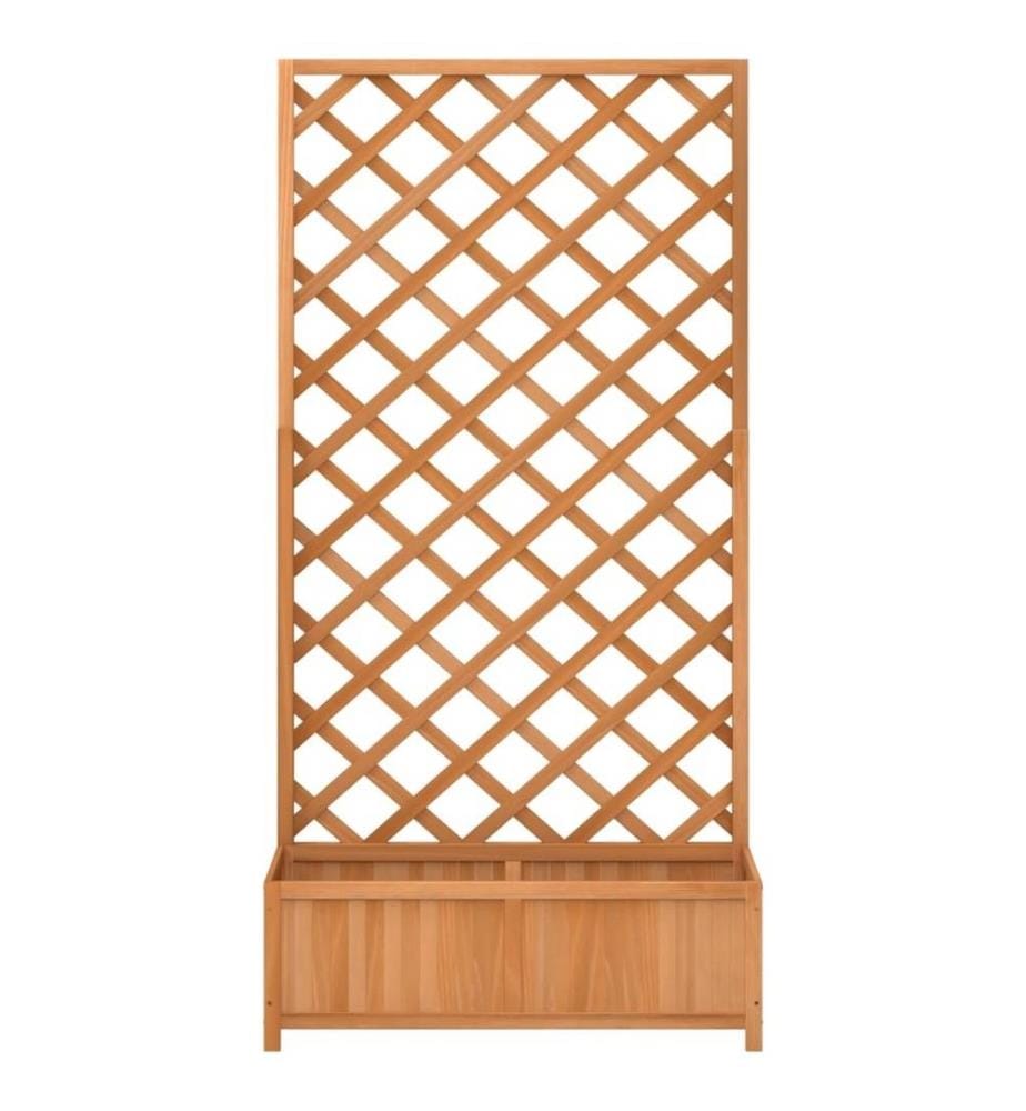 Jardinière avec treillis marron bois massif de sapin