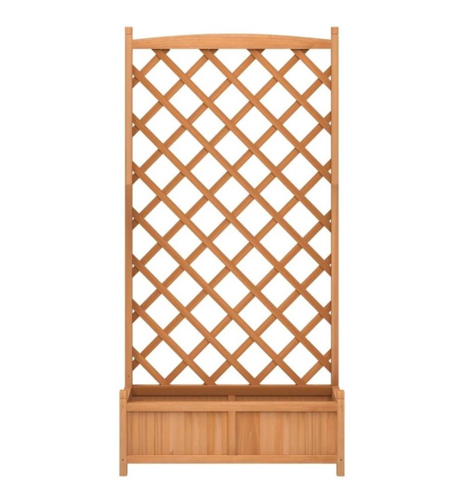 Jardinière avec treillis marron bois massif de sapin