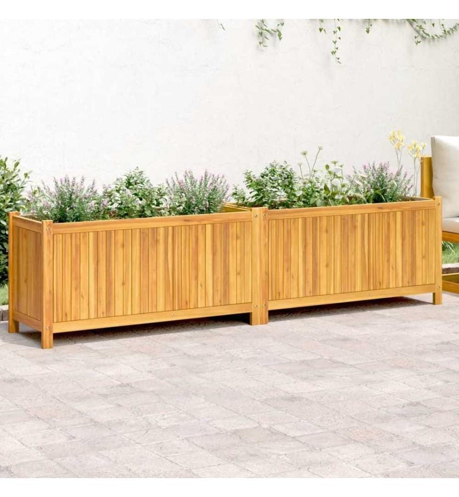 Jardinière avec doublure 199x38,5x50 cm bois massif d'acacia