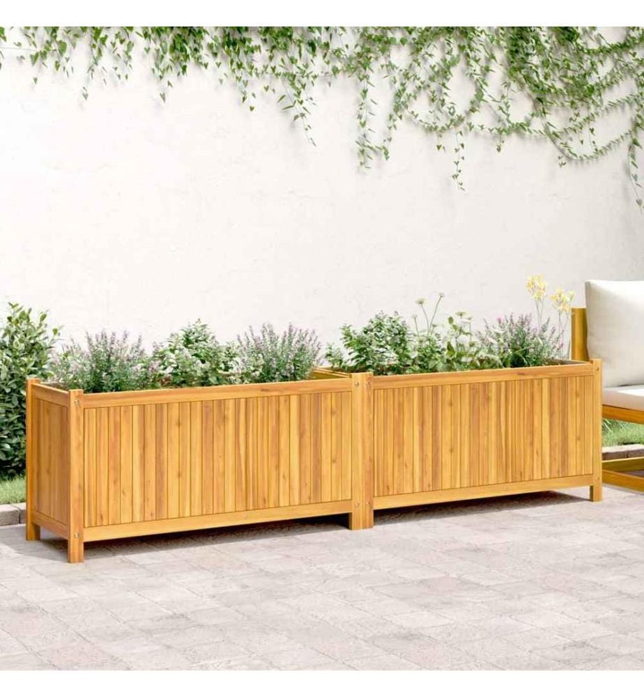 Jardinière avec doublure 199x38,5x50 cm bois massif d'acacia