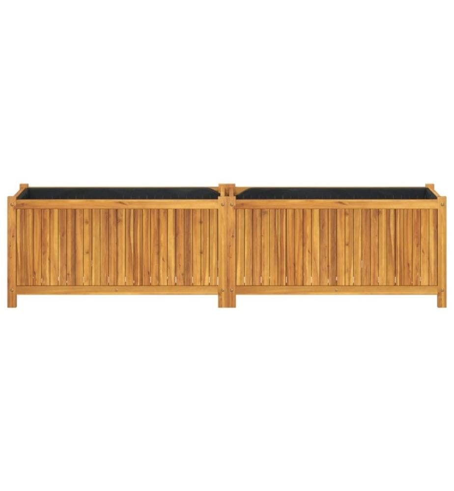 Jardinière avec doublure 199x38,5x50 cm bois massif d'acacia