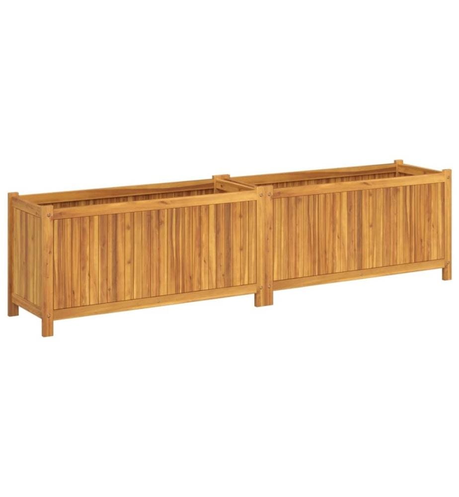 Jardinière avec doublure 199x38,5x50 cm bois massif d'acacia