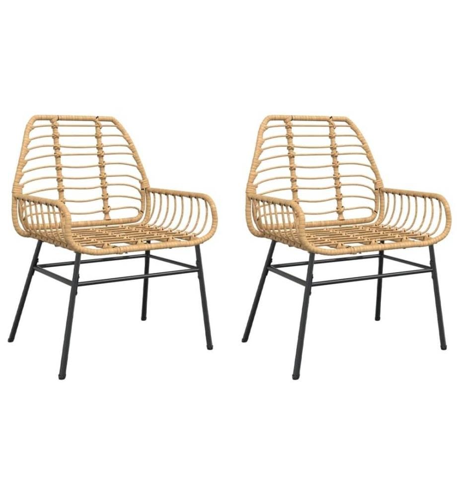 Gartenstühle 2 Stk. Braun Poly Rattan
