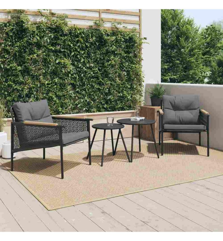 Gartenstühle mit Kissen 2 Stk. Schwarz Stahl