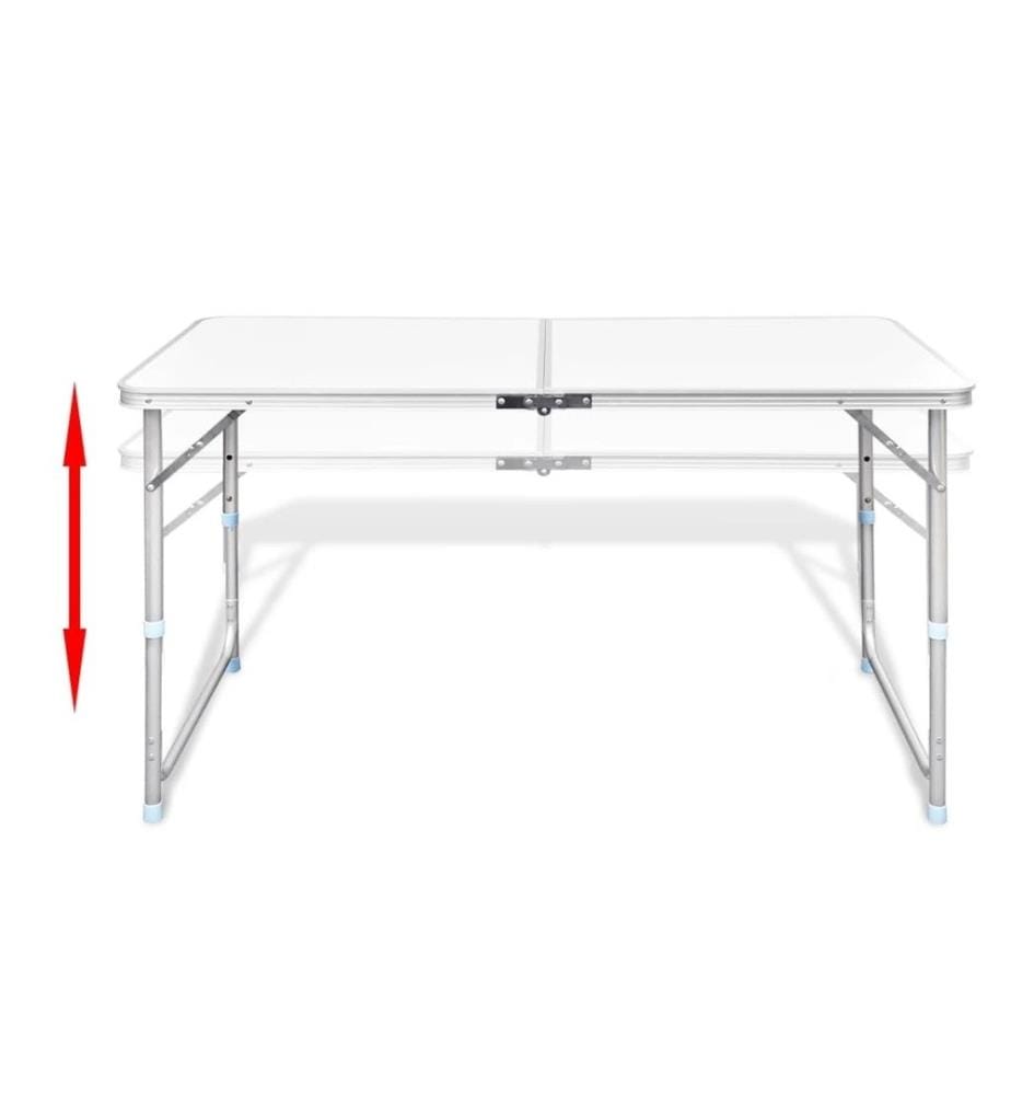 Campingtisch mit 4 Klappstühlen höhenverstellbar Aluminium 120 x 60 cm