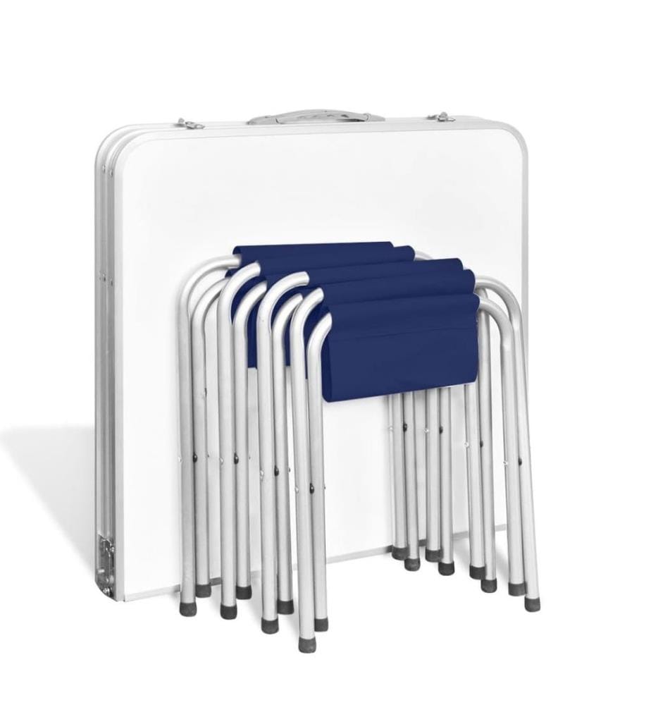 Campingtisch mit 4 Klappstühlen höhenverstellbar Aluminium 120 x 60 cm