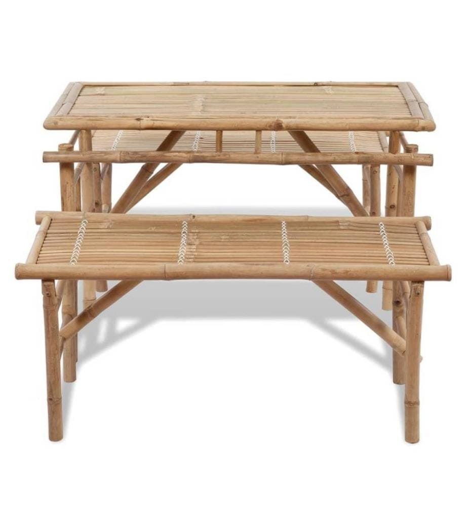 Table avec 2 bancs 100 cm Bambou