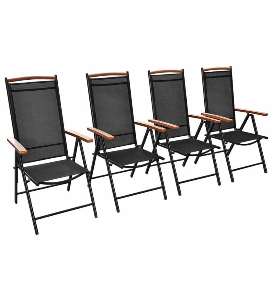 Gartenstühle Klappbar 4 Stk. Aluminium und Textilene Schwarz