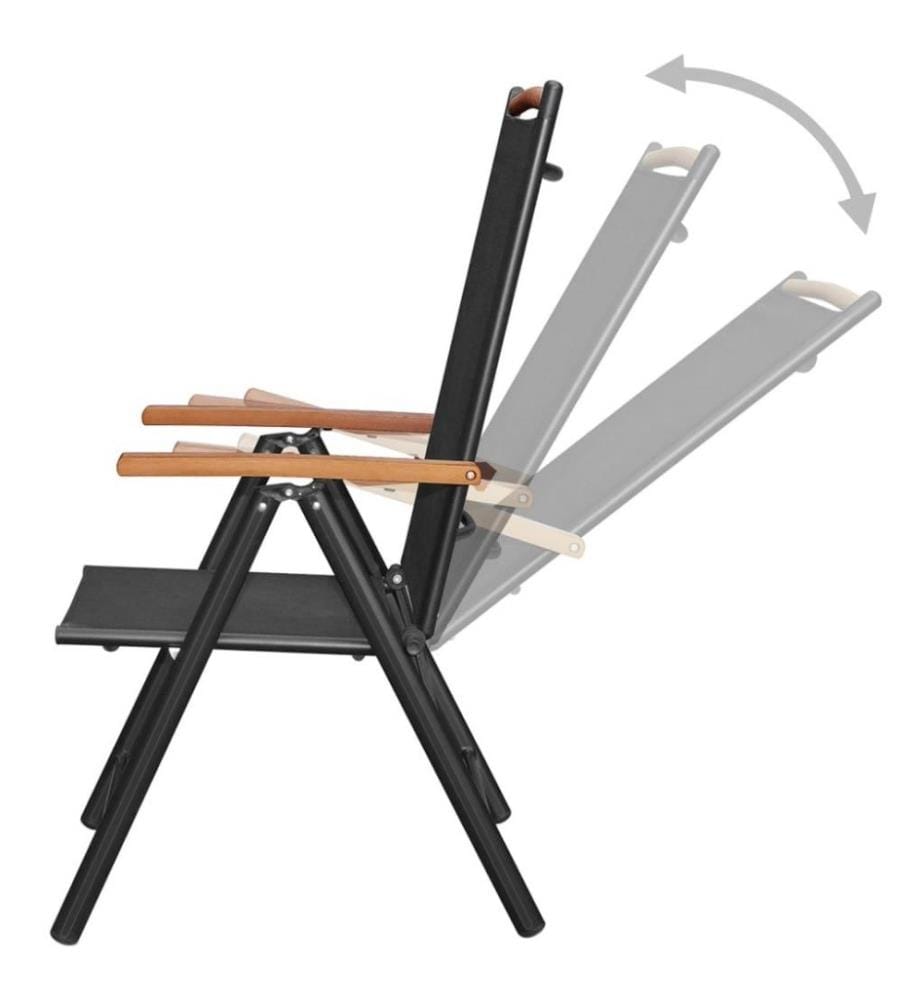 Gartenstühle Klappbar 4 Stk. Aluminium und Textilene Schwarz