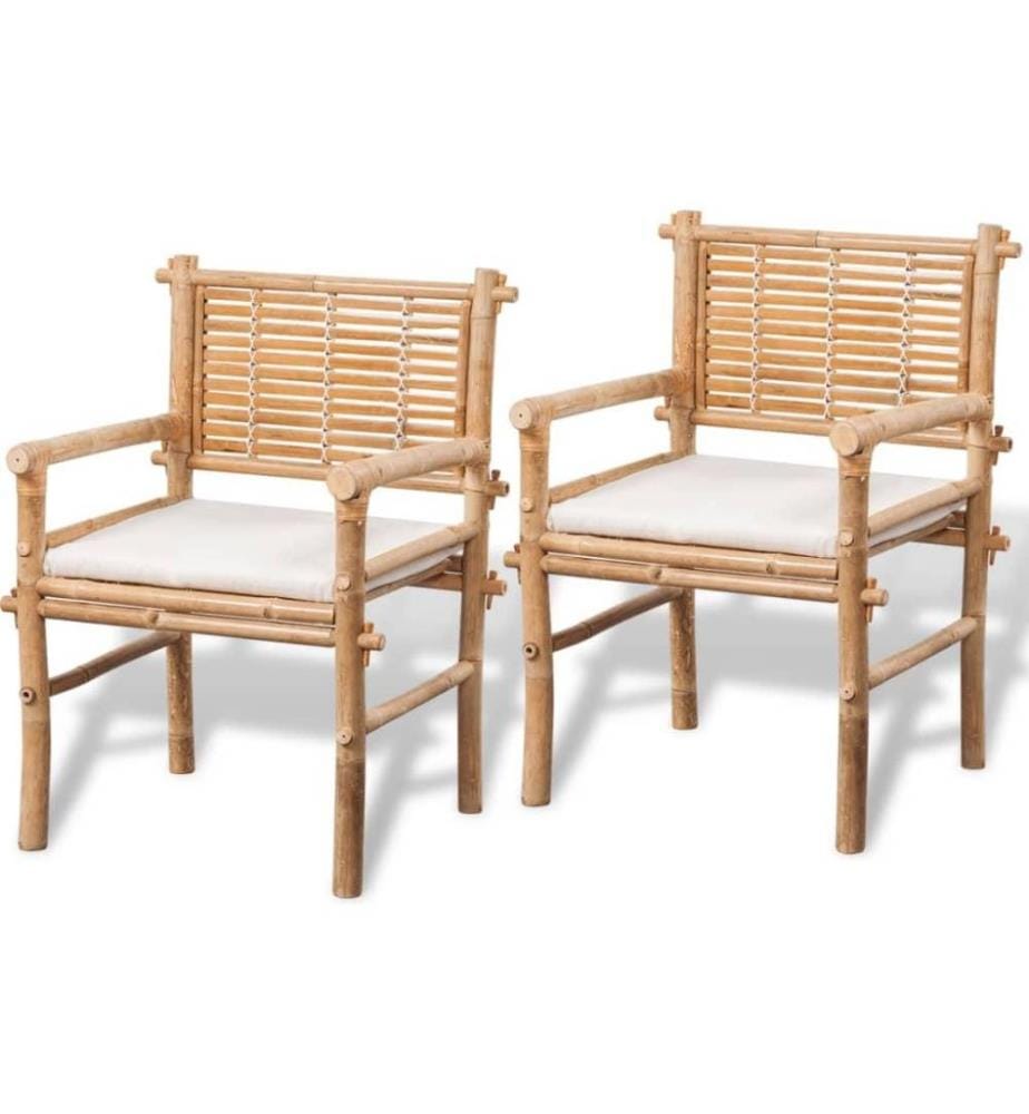 3-tlg. Bistro-Set mit Auflagen Bambus