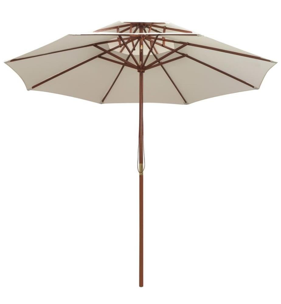 Parasol de terrasse 270 x 270 cm Poteau en bois Blanc crème